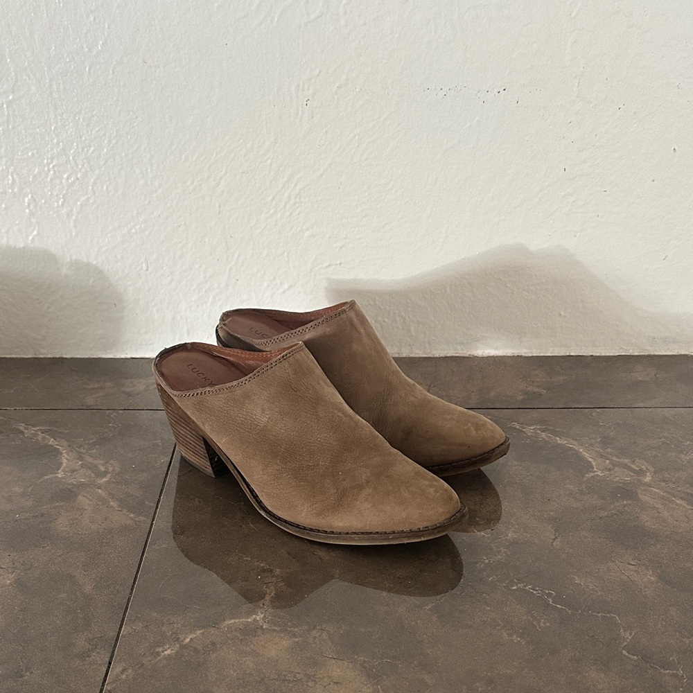Lucky Brand Brown Suede Mules